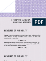 Chapter 3 - Descriptive Statistics Numerical Measures Pt. 2