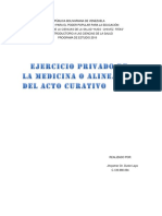 Ensayo Sobre El Ejercicioprivado de La Medicina o Alineación Del Acto Curativo