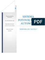 Memoria de Calculo Fotovoltaico. Camacho Gasca