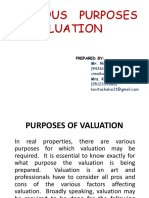 Various Purposes of Valuation