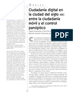 Ciudadanía Digital en La Ciudad Del Siglo Xxi: Entre La Ciudadanía Móvil y El Control Panóptico