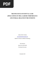 The Influence of Survival Game Applications On The Academic Performance and Overall Health of The Students