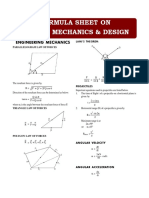 Formula Sheet Applied Mechanics Design PDF