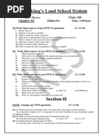 Chapter Wise Test Physics 9th English #KLS