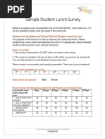 40.sample Student Lunch Survey