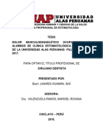 Dolor Musculoesqueletico Ocupacional en Alumnos de Clínica Estomatológica Del Adulto de La Universidad Alas Peruanas - Filial Chiclayo, 2017 PDF