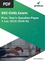 SSC CHSL Question Paper July 2019 Shift III 65 42