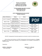 DOST Review Schedule