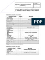 Inventario de Herramientas y Equipos de Ecolavados