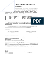 Deed of Sale of Motor Vehicle