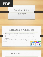 Sociolinguistics (Solidarity and Politeness)