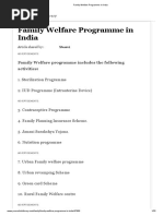 Family Welfare Programme in India