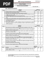 PUE Question Paper Format - 100 Marks