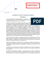 Borrador Anteproyecto de Ley General de Trabajo