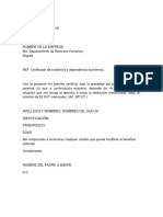 Carta de Dependientes - Formato