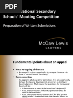 Preparation of Written Submissions Appeal