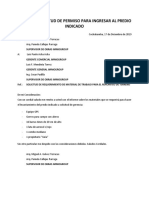 Carta de Solicitud de Permiso para Ingresar Al Predio Indicado