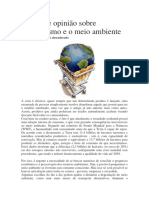 Artigo de Opinião Sobre Consumismo e o Meio Ambiente