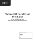 Managerial Principles and Techniques: Online Based Assignment