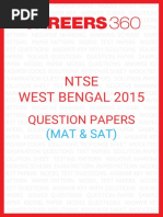 NTSE West Bengal 2015 Question Papers MAT SAT PDF