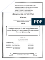 Evaluation in Vivo, de L'activité Anti-Inflammatoire Desextraits de Feuilles de Fraxinus Angustifolia Et Des Sommités Fleuries de Galium Mollugo