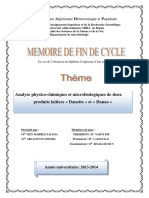 Analyse Physico-Chimiques Et Microbiologiques de Deux Produits Laitiers Danette Et Danao