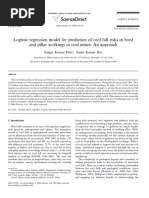 Logistic Regression Model For Prediction of Roof Fall Risks in Bord and Pillar Workings in Coal Mines - An Approach