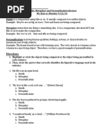 SimileMetaphorPersonification Review Worksheet