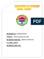 Class 12th Chemistry Project On Electrochemical Cells