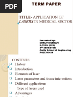 Application of Lasers in Medical Sector