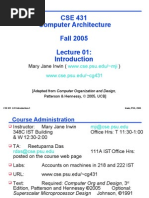 CSE 431 Computer Architecture Fall 2005: Mary Jane Irwin