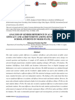 Analysis of Gender Difference in Academic Self-Efficacy and Achievements Among Senior Secondary School Students in Niger State, Nigeria