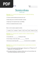 Semicolons - Practice Quiz PDF