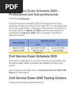 Civil Service Exam Schedule 2020