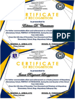 K To 2 Certificates of Recognition For The 2nd Quarter