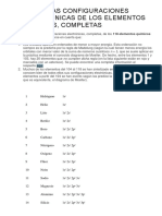 Todas Las Configuraciones Electrónicas de Los Elementos Químicos