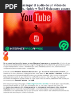 Cómo Descargar El Audio de Un Vídeo de Youtube Gratis