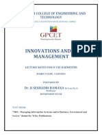 INNOVATION AND IT MANAGEMENT Lecturer Notes For All Units