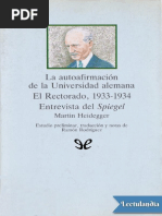 La Autoafirmacion de La Universidad Alemana El Rectorado 19331934 Entrevista Del Spiegel - Martin Heidegger