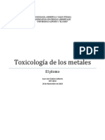 Toxicología de Los Metales - El Plomo