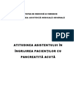 Atitudinea Asistentului În Îngrijirea Pacienților Cu PANCREATITA-ACUTA