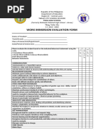 Work Immersion Evaluation Form