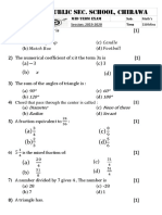 Mid Term Class 6 Maths Paper