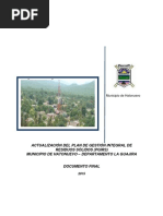 Actualización Del Plan de Gestión Integral de Residuos Sólidos (Pgirs) Municipio de Hatonuevo Departamento La Guajira