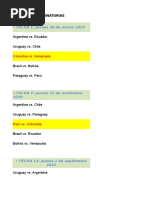 Fixture Eliminatorias Qatar 2022