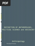 A. Definition of Anthropology, Political Science & Sociology