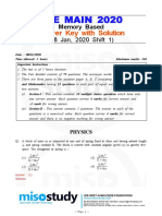 JEE Main 2020 Question Paper With Solution 08 Jan 2020 Shift 1 Memory Based