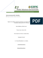 Impacto de La Política Comercíal Ecuatoriana en El Comercio Intrarregional de La Comunidad Andina 2013-2018