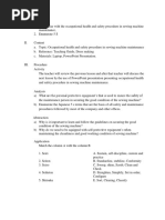 Occupational Health and Safety Procedure in Sewing Machine Maintenance