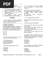 Examen de Diagnóstico 2017-2018 Sexto Grado